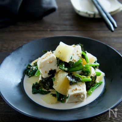 数の子・豆腐・ほうれん草の海苔入りナムル