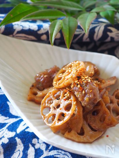 肉団子でボリュームUPれんこんのきんぴら【調味料大さじ1】