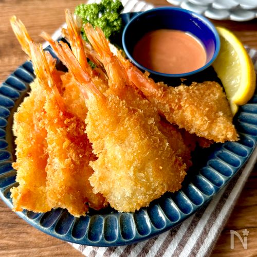 子供大喜び！【ぺったんこエビフライ】少ない油でカリッと♪