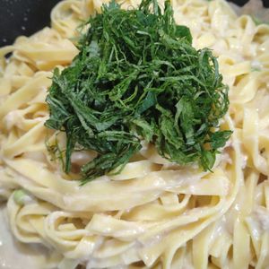 ゆみの作ってみた!投稿(和風ヘルシークリーム！ツナと牡蠣だし豆乳クリームパスタ)
