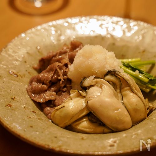 牡蠣と牛肉の出汁ワイン煮