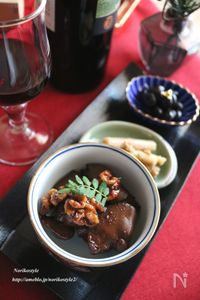 オール３★クルミ入り鶏レバーの甘辛煮