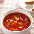 コーンたっぷりトマトが濃いスープ♪