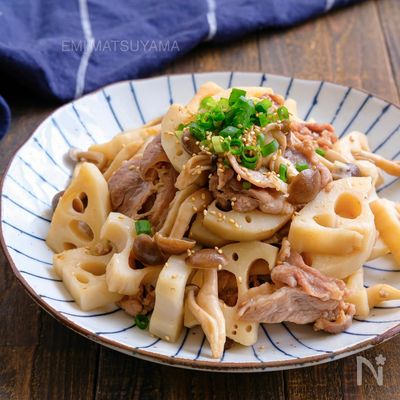箸が止まらない美味しさ!豚こまとれんこんの旨だしさっぱり炒め