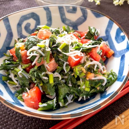 レンチン 栄養たっぷり モロヘイヤとしらすとトマトのサラダ By ともきーた 伊藤 智子 レシピサイト Nadia ナディア プロの料理家のおいしいレシピ