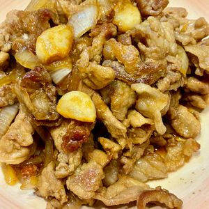くだもの大好きの作ってみた!投稿(【豚こまのトンテキ風】重たくない！ホクホクにんにくと一緒に♪)