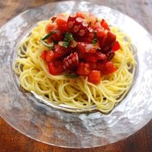 大葉香る♪タコとトマトの冷製パスタ