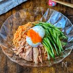 とろ〜り温玉のせピリ辛コチュジャンだれの韓国風冷やしそうめん