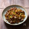 とうもろこしとこんにゃくとにんじんの焦がし醤油炒め
