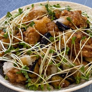楽ラク手抜キッチン🐶🐾の作ってみた!投稿(【おろし醤油だれが絶品！】鶏ももと茄子のさっぱり和風から揚げ)
