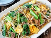 【豚こま小松菜もやしのスタミナ炒め】ご飯がすすむ町中華風