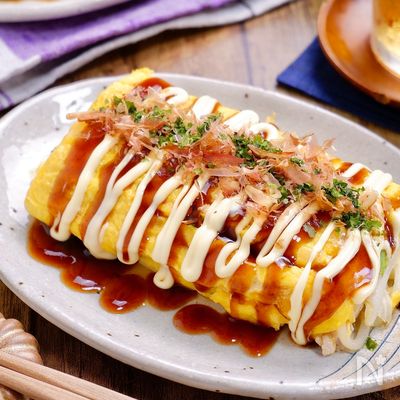 卵焼き器できれいに包める♡『豚キャベもやしのとんぺい焼き』
