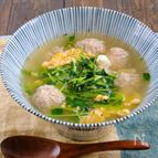 えのき入り鶏団子と豆苗の具だくさん卵スープ