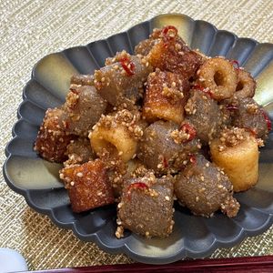 楽ラク手抜キッチン🐶🐾の作ってみた!投稿(食卓にちょこっと♪【ちくわとこんにゃくの甘辛炒め煮】)