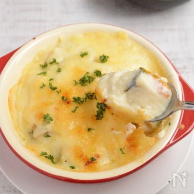南瓜の煮物をリメイク！南瓜の豆乳グラタン