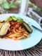 カフェ風『ピリ辛なすとひき肉のパスタ』