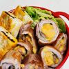 めぇの作ってみた!投稿(10分かからず超簡単♡豚ロースのベーコンチーズ大葉巻き)