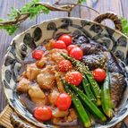 柔らか鶏肉と夏野菜の治部煮風とろみ煮