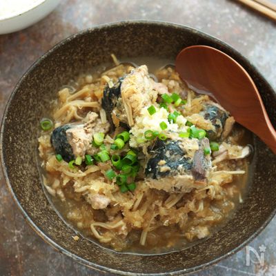 サバ缶ときのこのレンジおろしポン酢煮【ダイエットおかず】