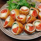 【トマトとモッツァレラの肉巻きフライ】
クリスマスにも◎♪