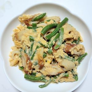 ふうかの作ってみた!投稿(いんげんとちくわの卵とじ【和食入門】)