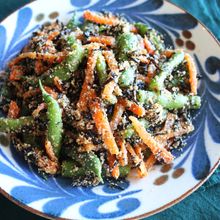 【レンジで完成♡ひじきと野菜の3色ごま和え】栄養たっぷり副菜