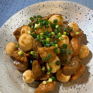 楽ラク手抜キッチン🐶🐾の作ってみた!投稿(ひと口ころころ♪【鶏肉とこんにゃくの甘辛みそ煮】)