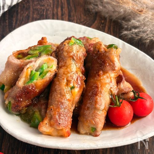 お弁当にも◎豚肉のピーマンチーズ巻き照り焼き