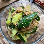 なめ茸と柚子胡椒の《胡麻にまみれる》きゅうりサラダ♪♪