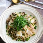 【レンジで時短】きのこのバタポンおろしパスタ