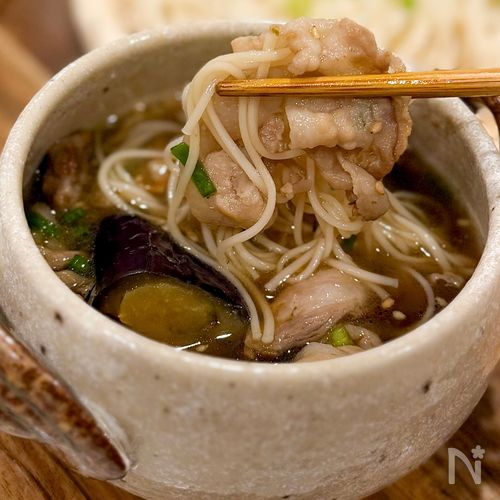 柚子胡椒が決め手♩【豚肉とナスのピリ旨つけそうめん】
