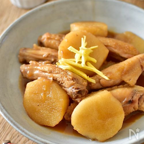 【5分で味しみ♪手羽中と長芋の甘辛煮】ホクホク食感で腸活に◎