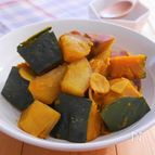 レンジで時短！材料4つ！かぼちゃとさつまいもの煮物