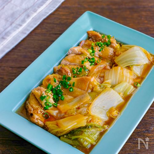 冬の潤いおかず。白菜と鶏肉のこく旨とろみ蒸し(レンジで完結)