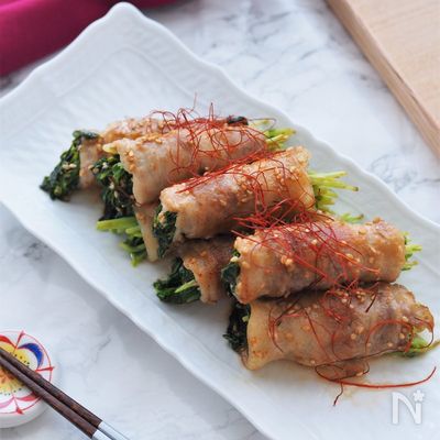 豚バラ豆苗マヨポン炒め