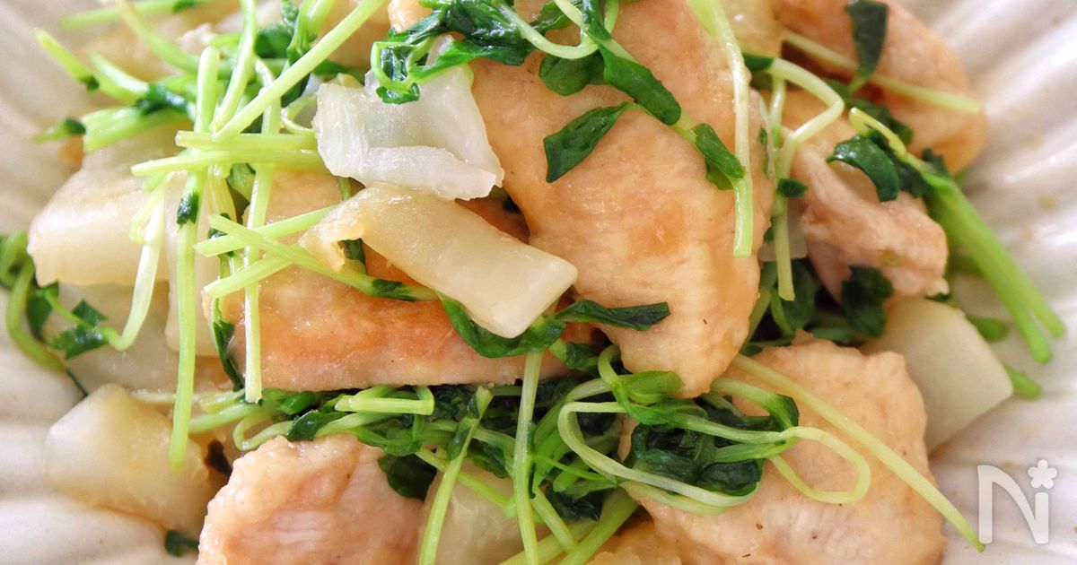 鶏むね肉と豆苗のたたき大根煮♩大根はおろさずポリうま！経済的