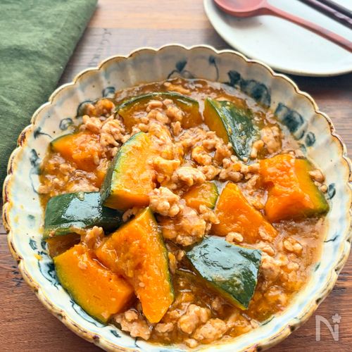 【かぼちゃのそぼろ煮】だしのうま味溢れる!