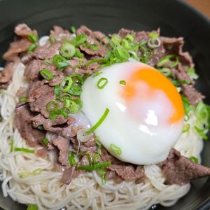 月雪由翔の作ってみた!投稿(牛すき釜玉そうめん【#作り置き#冷凍保存#ランチ】)