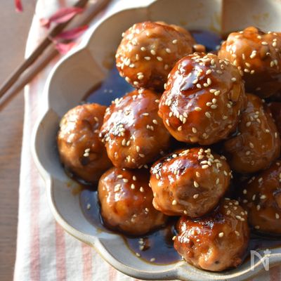 きのこdeかさ増し♡きのこ入り甘酢肉団子♡