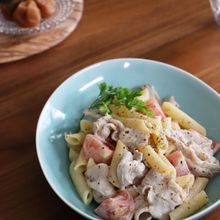 作りおきにも！豚しゃぶとトマトの冷製梅パスタ