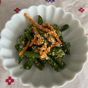 万福の作ってみた!投稿(レンジで簡単！いんげんの胡麻和え)