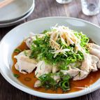 茹で鶏のねぎだく黒酢ソース