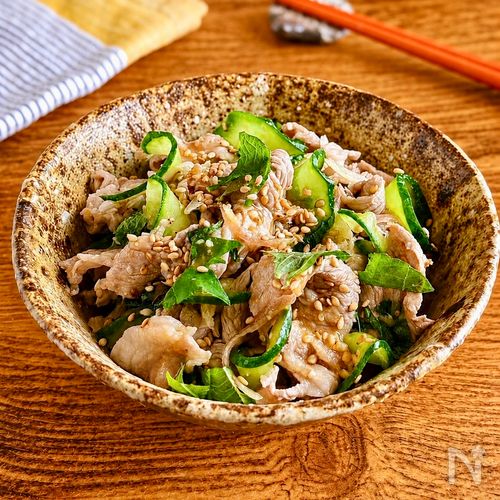 さっぱり食べやすい♪【香味野菜と豚肉の味噌ポン酢和え】