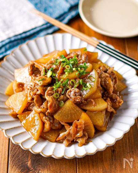 豚こまと大根の照り焼き