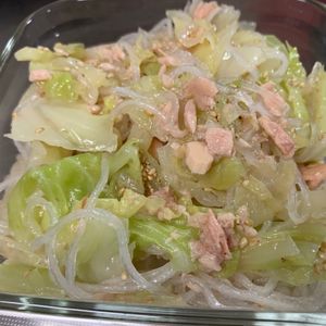 843751の作ってみた!投稿(レンジで簡単！包丁いらず♪「キャベツとツナの春雨サラダ」)