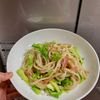 ケの作ってみた!投稿(冷蔵庫の定番でパパッと♪【ベーコンとレタスの焼きうどん】)