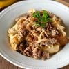 秋の簡単副菜【舞茸とひき肉の麺つゆバターガーリックソテー】の工程6