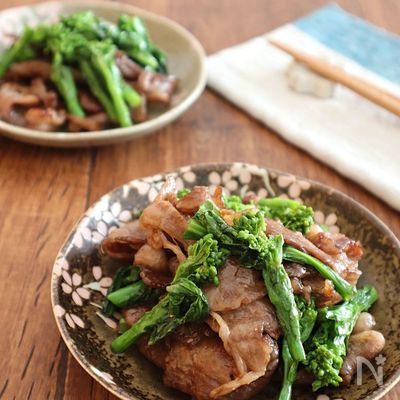 牛肉と菜の花のオイスター炒め