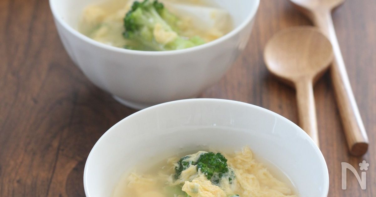 ブロッコリーと豆腐のふんわりかき玉スープ