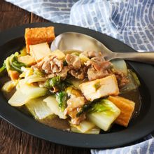 《レシピ》白菜と厚揚げ、豚肉の生姜とろみ餡。
